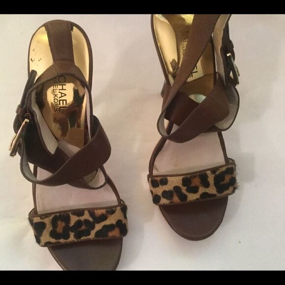 Michael Kors Calf Hair Animal Print Leather Wooden - Picture 7 of 11